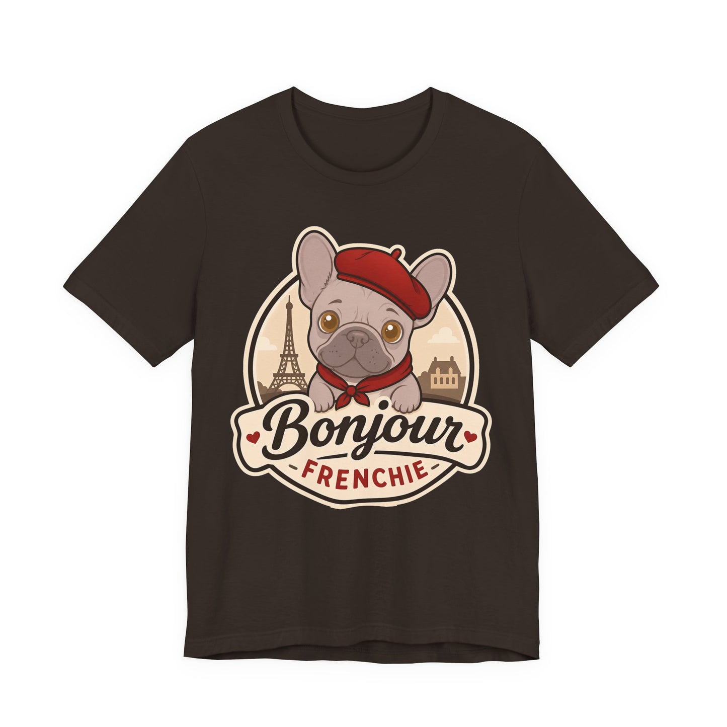 French Bulldog Shirt (Lilac), Pup in a Paris Beret, Mom Dad Gift, Bonjour Frenchie
