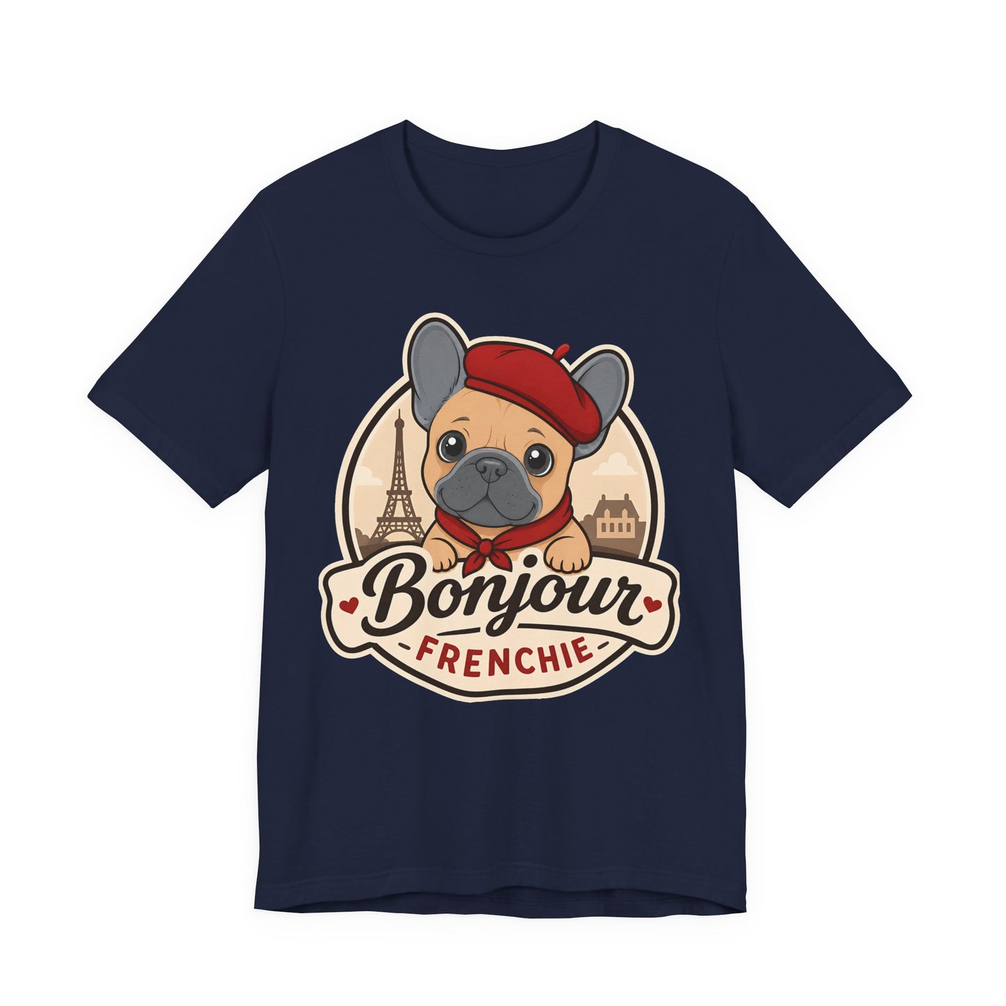 French Bulldog Shirt (Blue Fawn), Pup in a Paris Beret, Mom Dad Gift, Bonjour Frenchie