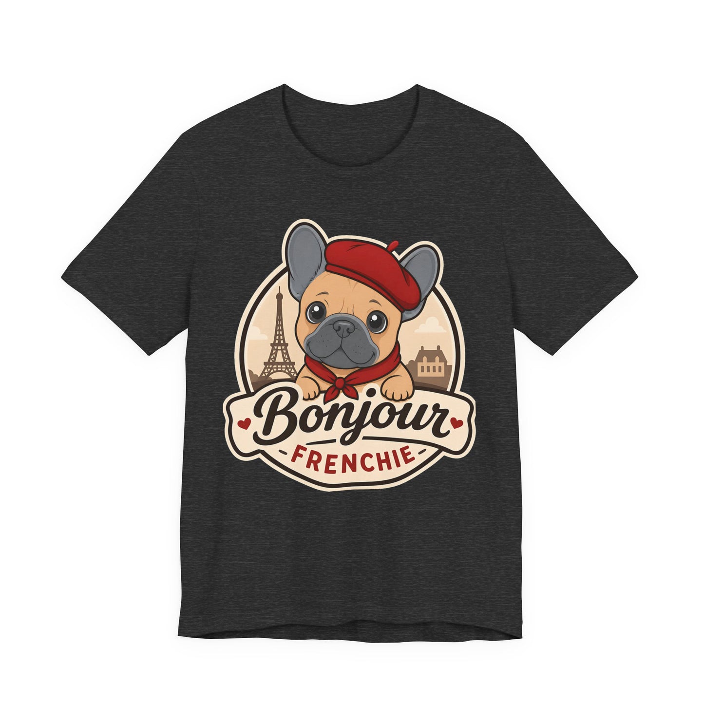 French Bulldog Shirt (Blue Fawn), Pup in a Paris Beret, Mom Dad Gift, Bonjour Frenchie