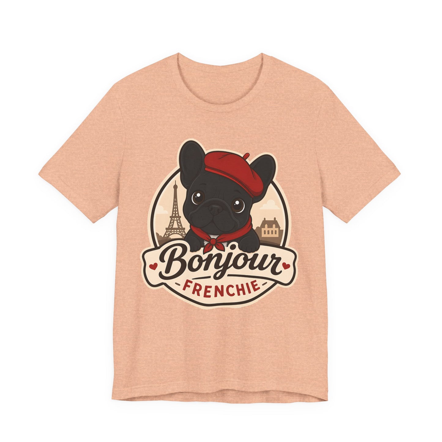French Bulldog Shirt (Black), Pup in a Paris Beret, Mom Dad Gift, Bonjour Frenchie
