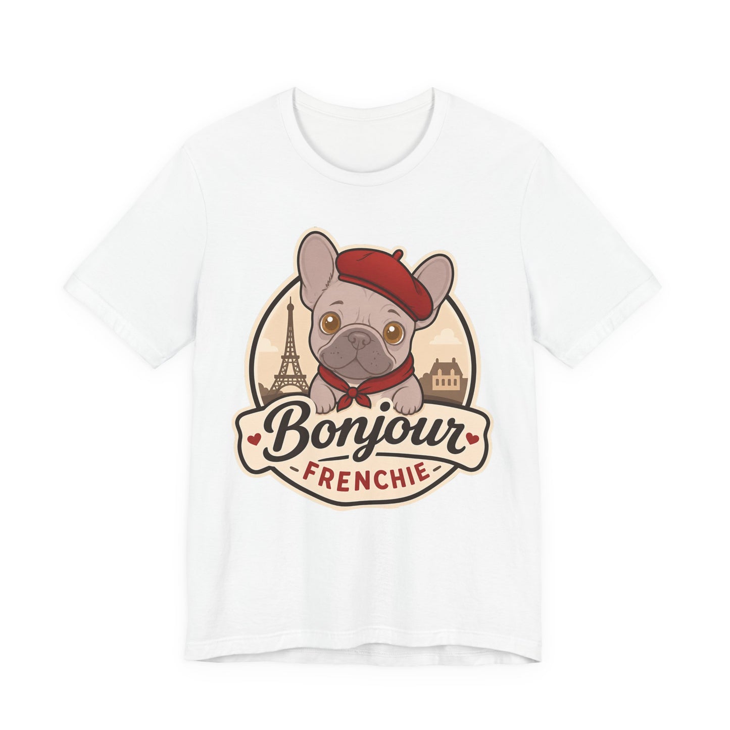 French Bulldog Shirt (Lilac), Pup in a Paris Beret, Mom Dad Gift, Bonjour Frenchie