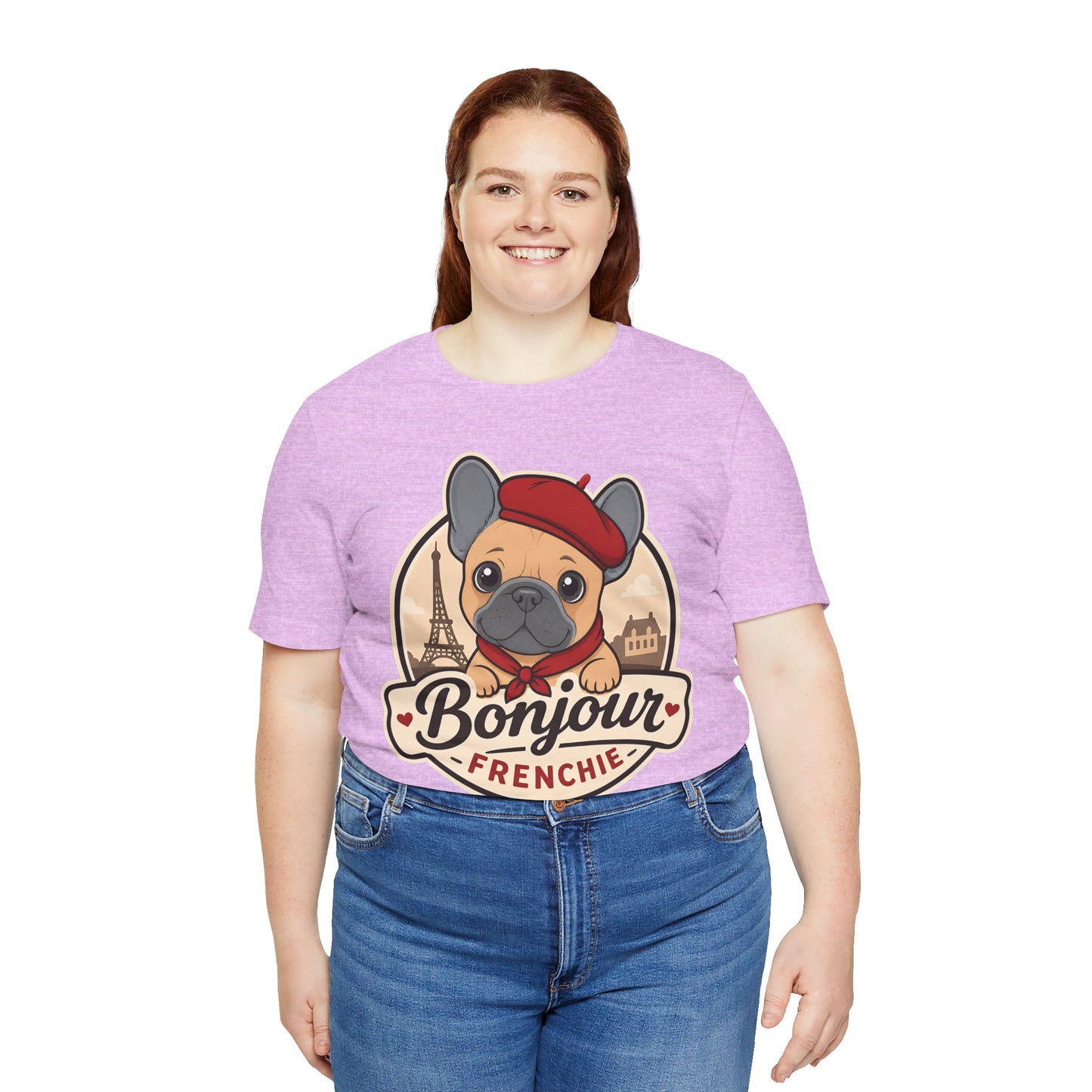 French Bulldog Shirt (Blue Fawn), Pup in a Paris Beret, Mom Dad Gift, Bonjour Frenchie
