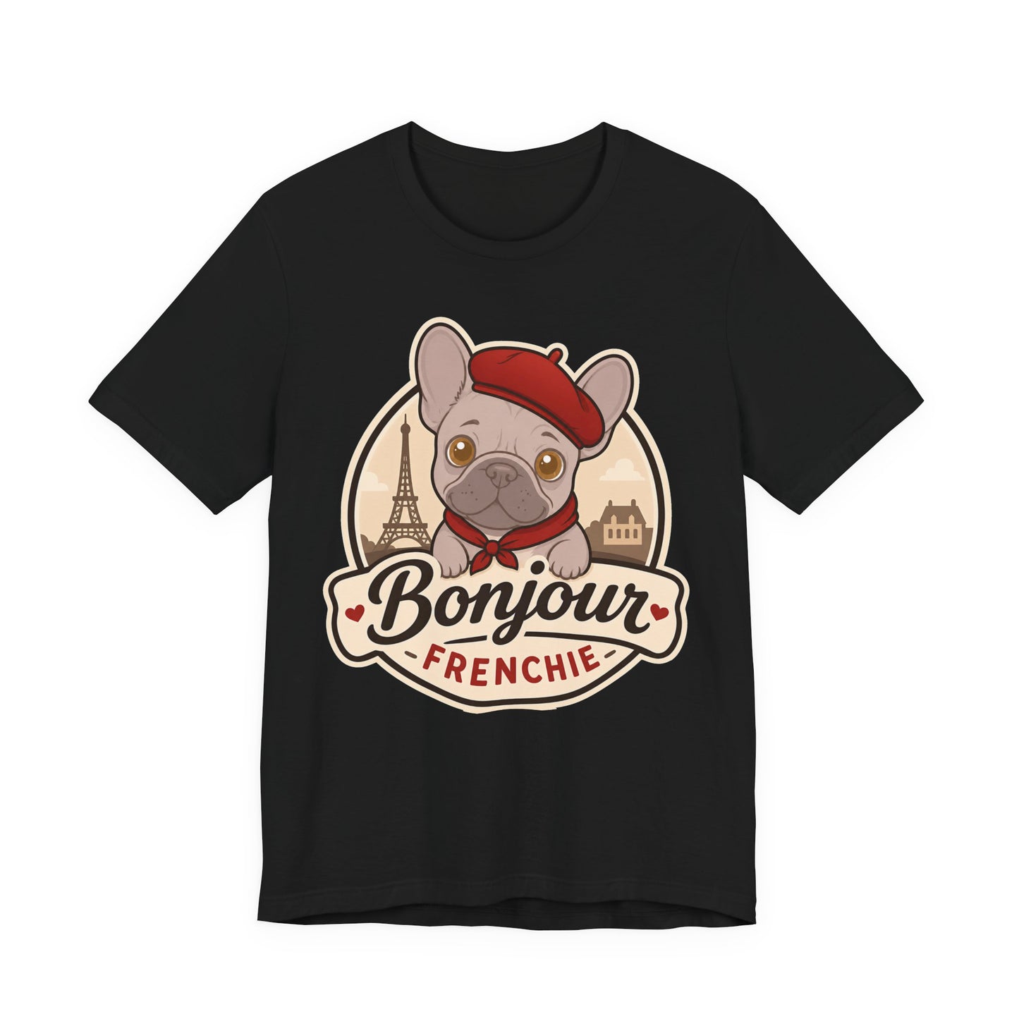 French Bulldog Shirt (Lilac), Pup in a Paris Beret, Mom Dad Gift, Bonjour Frenchie