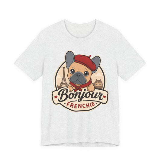 French Bulldog Shirt (Blue Fawn), Pup in a Paris Beret, Mom Dad Gift, Bonjour Frenchie