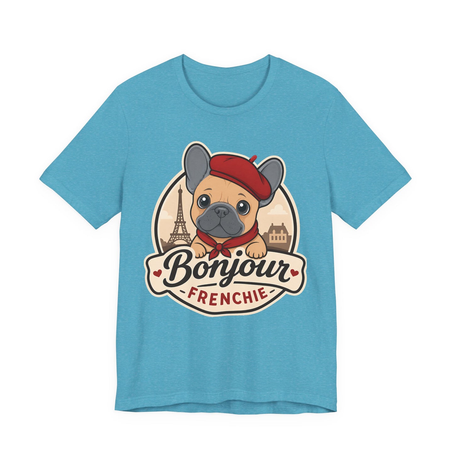French Bulldog Shirt (Blue Fawn), Pup in a Paris Beret, Mom Dad Gift, Bonjour Frenchie