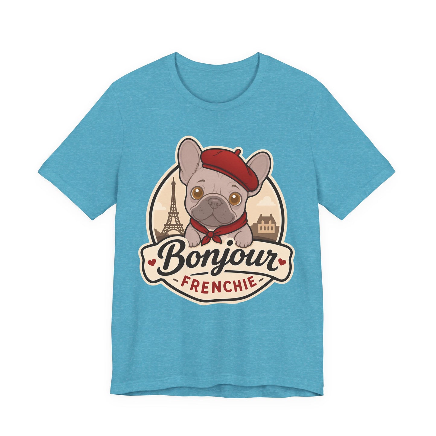 French Bulldog Shirt (Lilac), Pup in a Paris Beret, Mom Dad Gift, Bonjour Frenchie