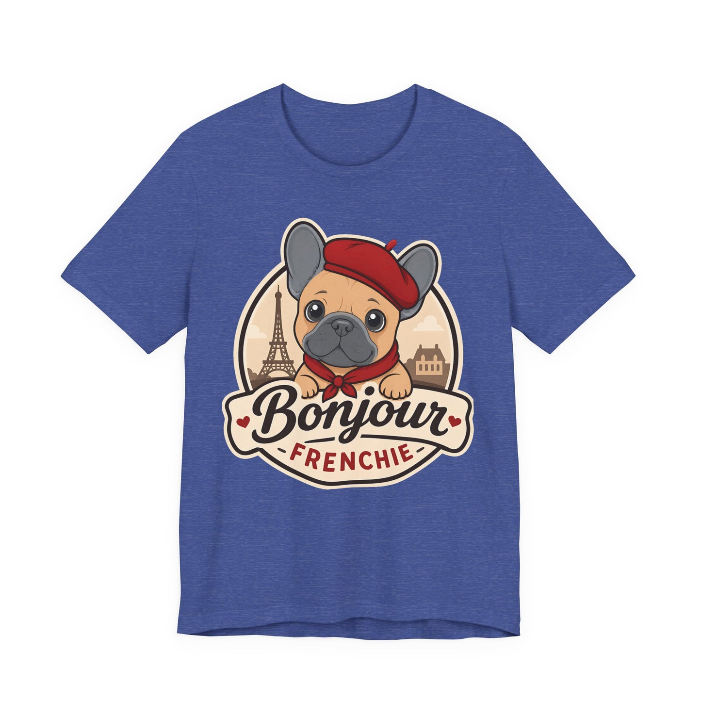 French Bulldog Shirt (Blue Fawn), Pup in a Paris Beret, Mom Dad Gift, Bonjour Frenchie