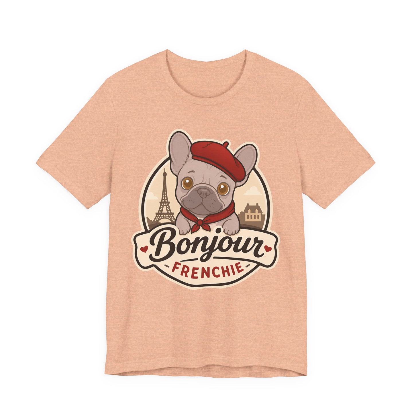 French Bulldog Shirt (Lilac), Pup in a Paris Beret, Mom Dad Gift, Bonjour Frenchie