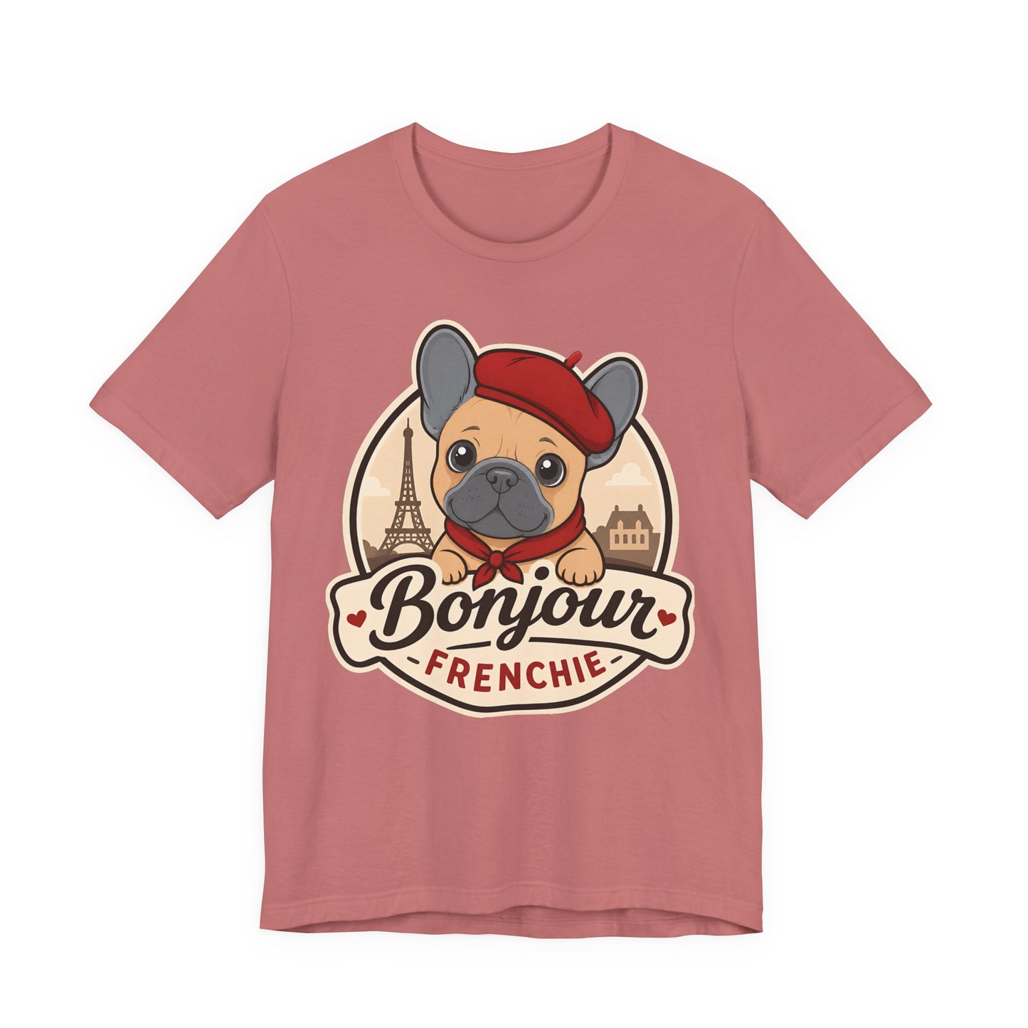 French Bulldog Shirt (Blue Fawn), Pup in a Paris Beret, Mom Dad Gift, Bonjour Frenchie