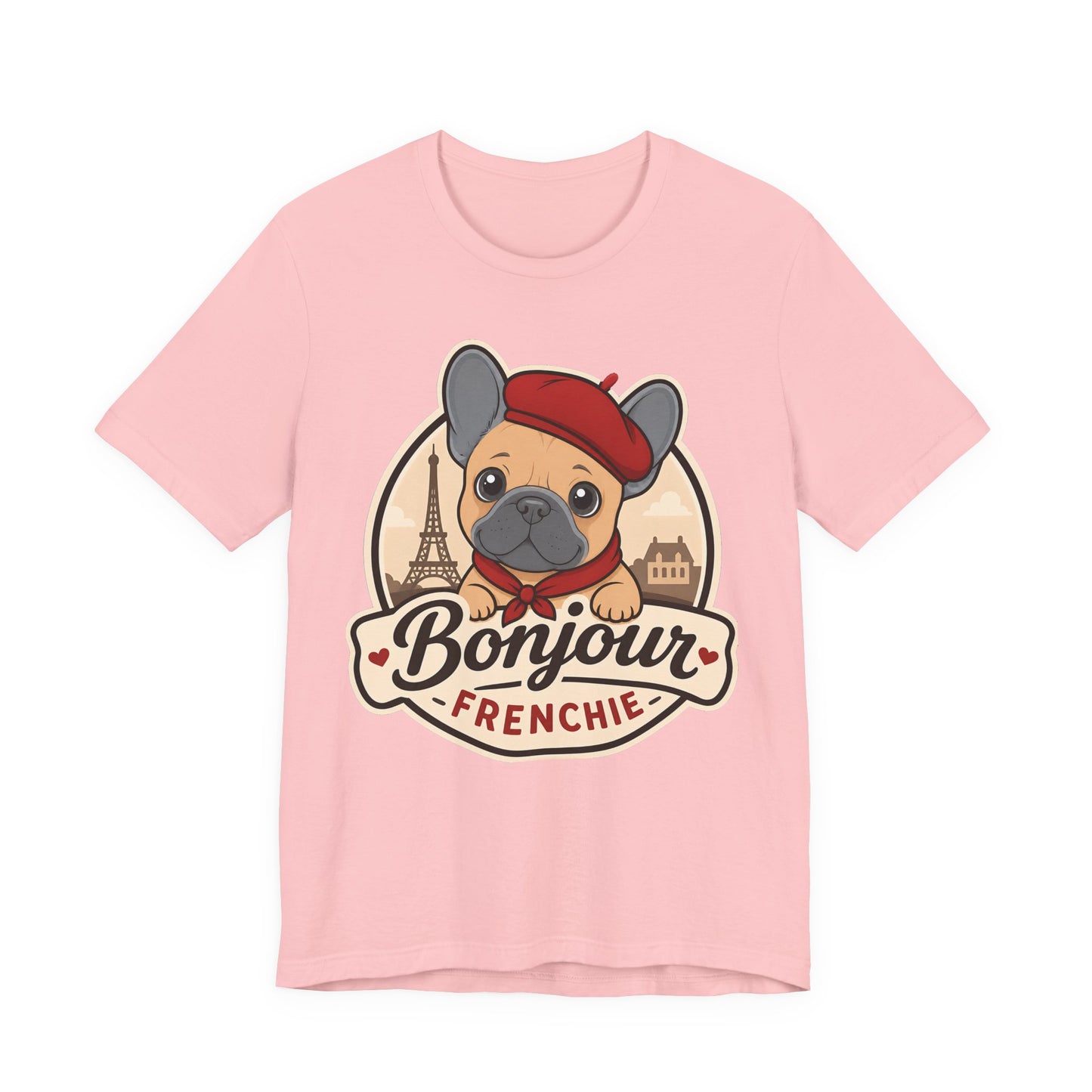 French Bulldog Shirt (Blue Fawn), Pup in a Paris Beret, Mom Dad Gift, Bonjour Frenchie