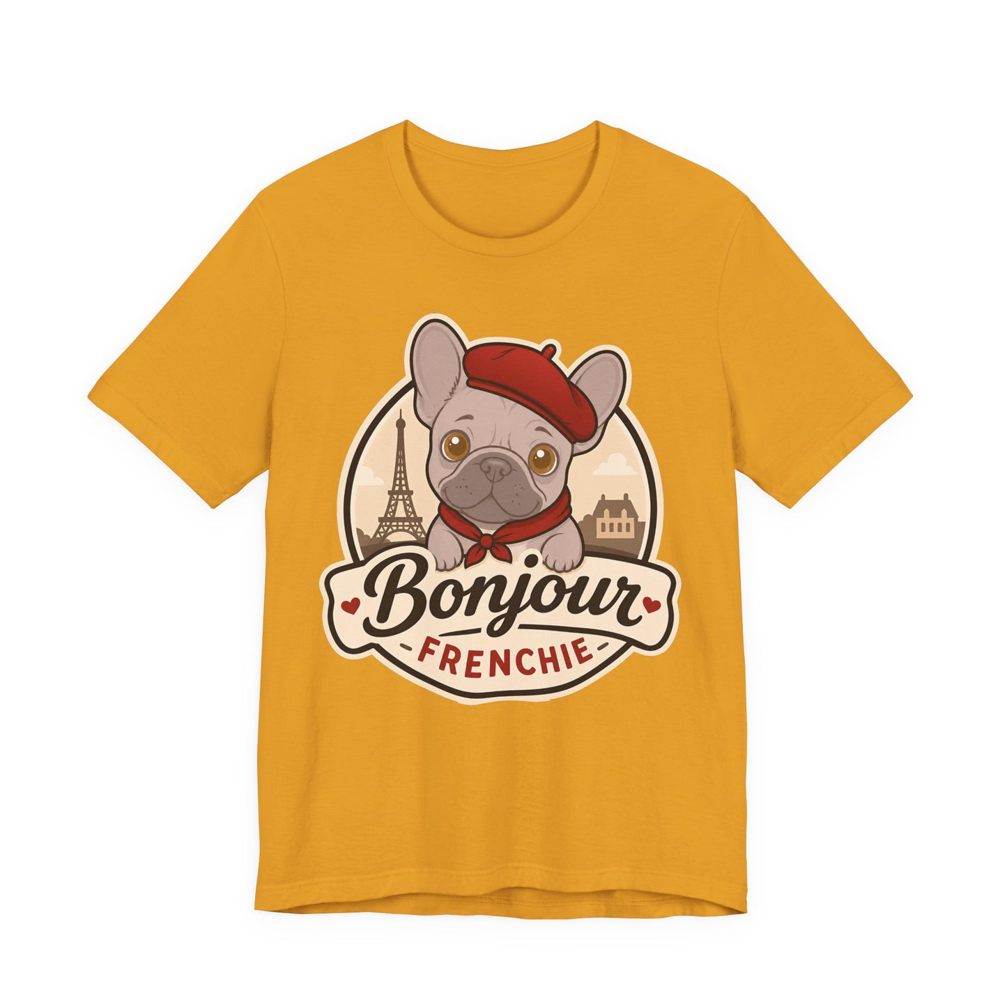 French Bulldog Shirt (Lilac), Pup in a Paris Beret, Mom Dad Gift, Bonjour Frenchie