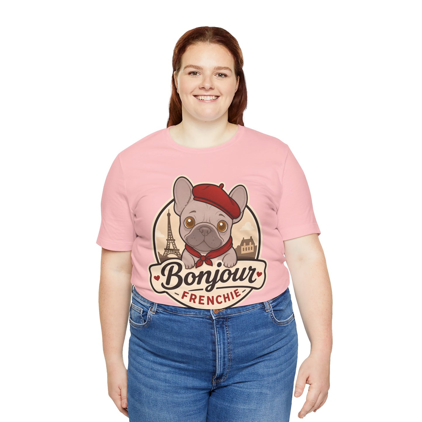French Bulldog Shirt (Lilac), Pup in a Paris Beret, Mom Dad Gift, Bonjour Frenchie