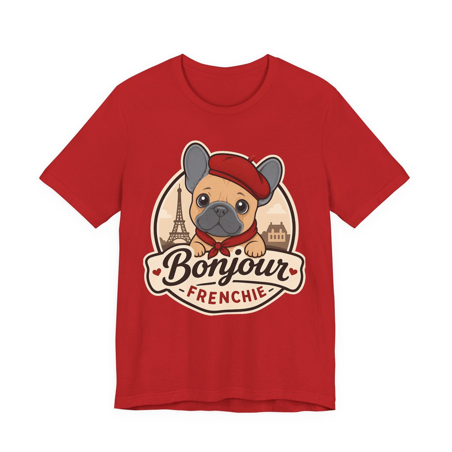 French Bulldog Shirt (Blue Fawn), Pup in a Paris Beret, Mom Dad Gift, Bonjour Frenchie