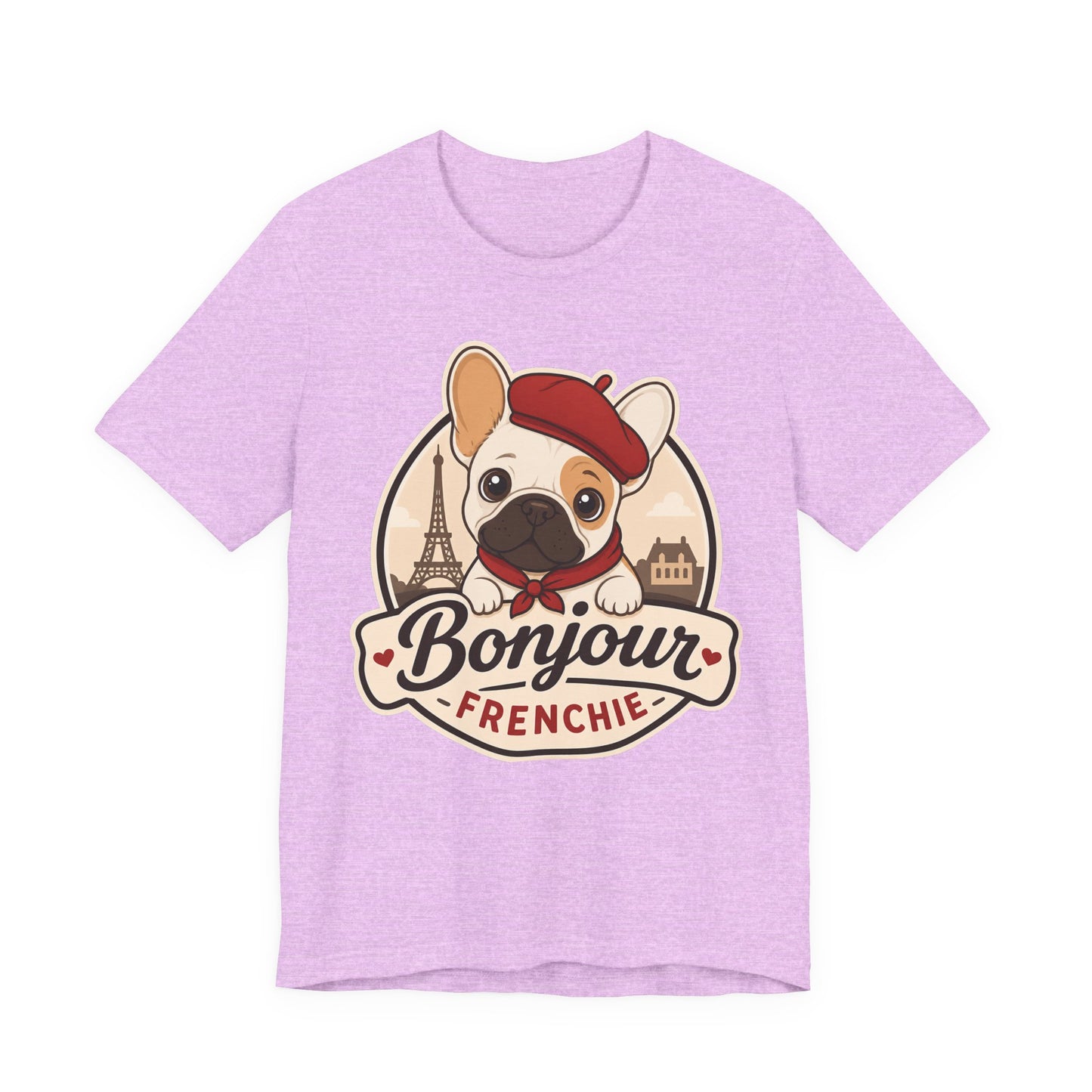 French Bulldog Shirt (Pied), Pup in a Paris Beret, Mom Dad Gift, Bonjour Frenchie