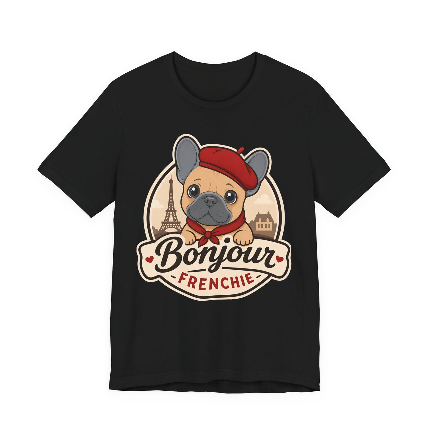 French Bulldog Shirt (Blue Fawn), Pup in a Paris Beret, Mom Dad Gift, Bonjour Frenchie