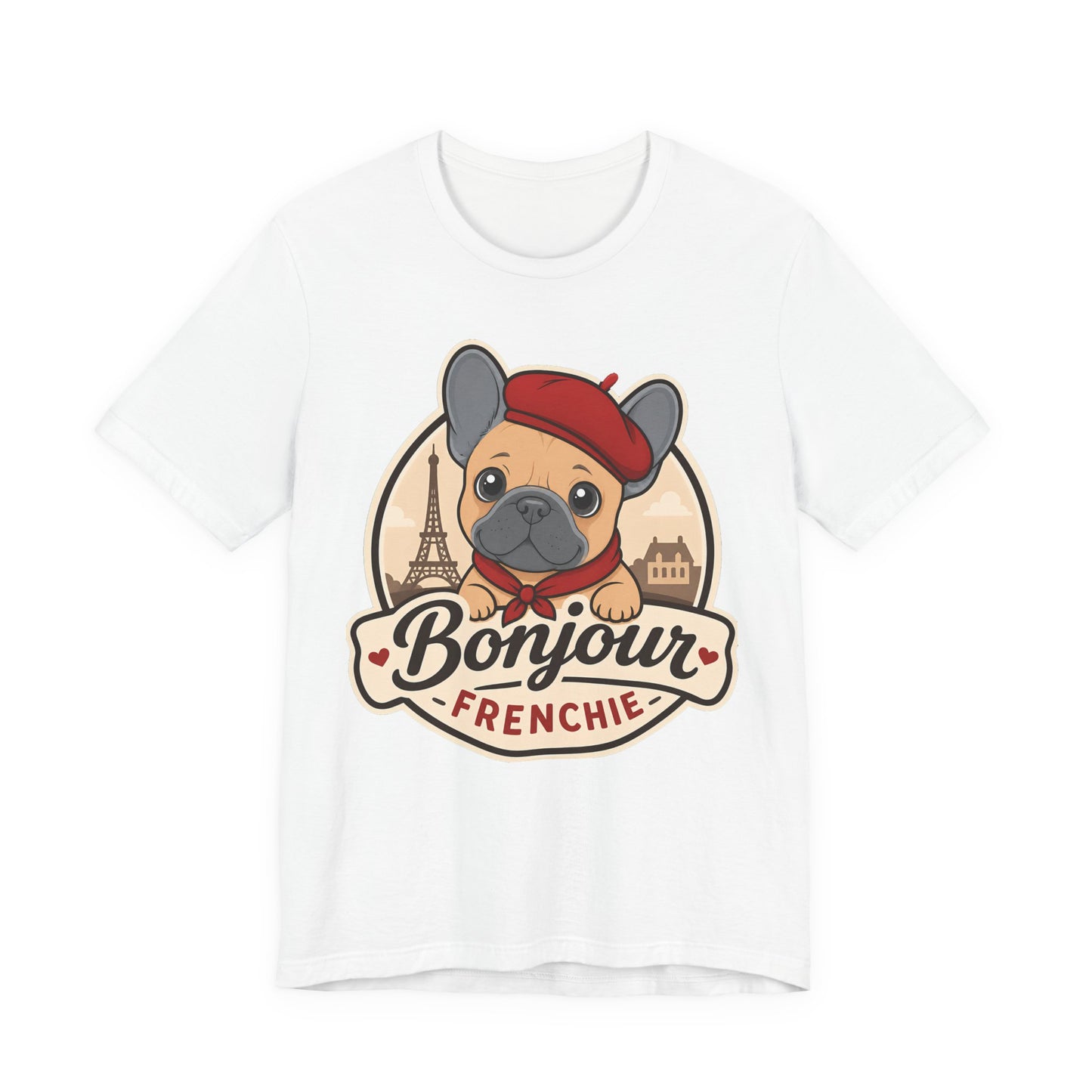 French Bulldog Shirt (Blue Fawn), Pup in a Paris Beret, Mom Dad Gift, Bonjour Frenchie