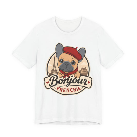 French Bulldog Shirt (Blue Fawn), Pup in a Paris Beret, Mom Dad Gift, Bonjour Frenchie