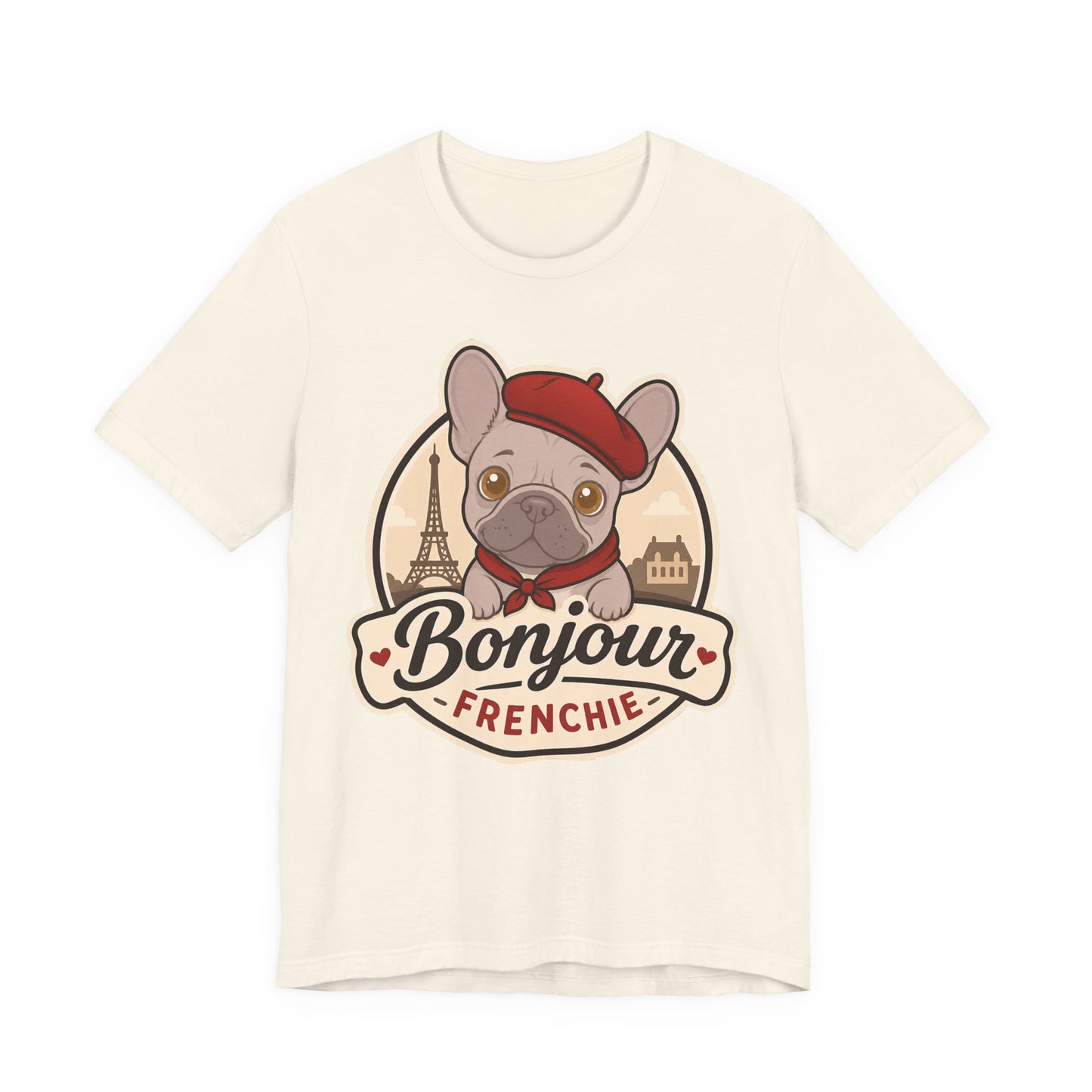 French Bulldog Shirt (Lilac), Pup in a Paris Beret, Mom Dad Gift, Bonjour Frenchie