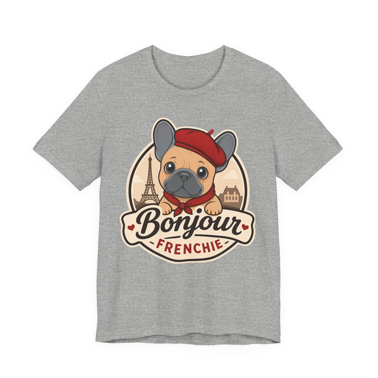 French Bulldog Shirt (Blue Fawn), Pup in a Paris Beret, Mom Dad Gift, Bonjour Frenchie
