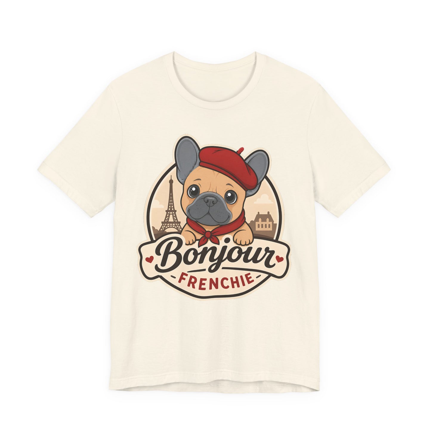 French Bulldog Shirt (Blue Fawn), Pup in a Paris Beret, Mom Dad Gift, Bonjour Frenchie