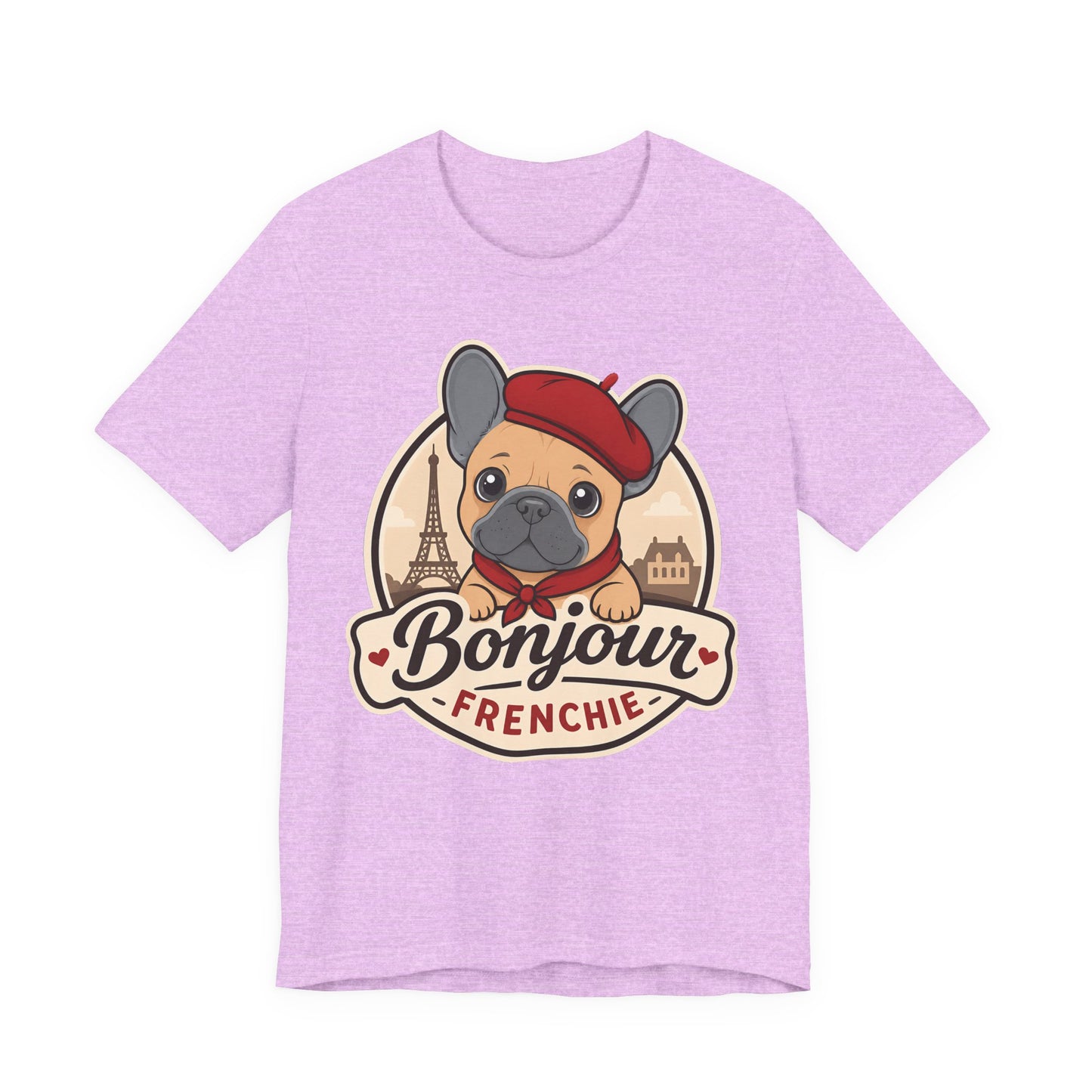French Bulldog Shirt (Blue Fawn), Pup in a Paris Beret, Mom Dad Gift, Bonjour Frenchie