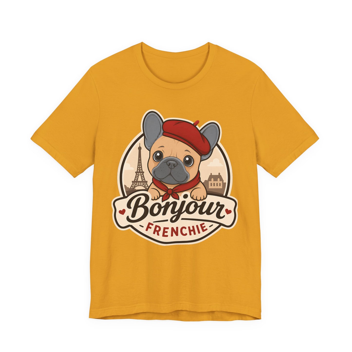 French Bulldog Shirt (Blue Fawn), Pup in a Paris Beret, Mom Dad Gift, Bonjour Frenchie