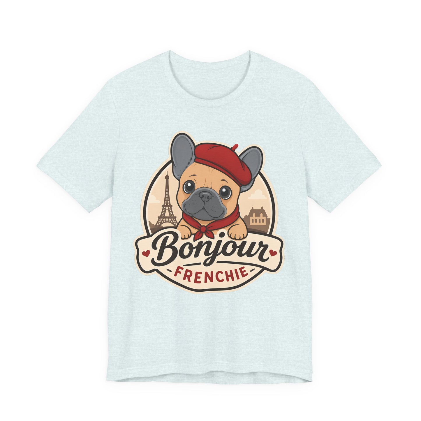 French Bulldog Shirt (Blue Fawn), Pup in a Paris Beret, Mom Dad Gift, Bonjour Frenchie