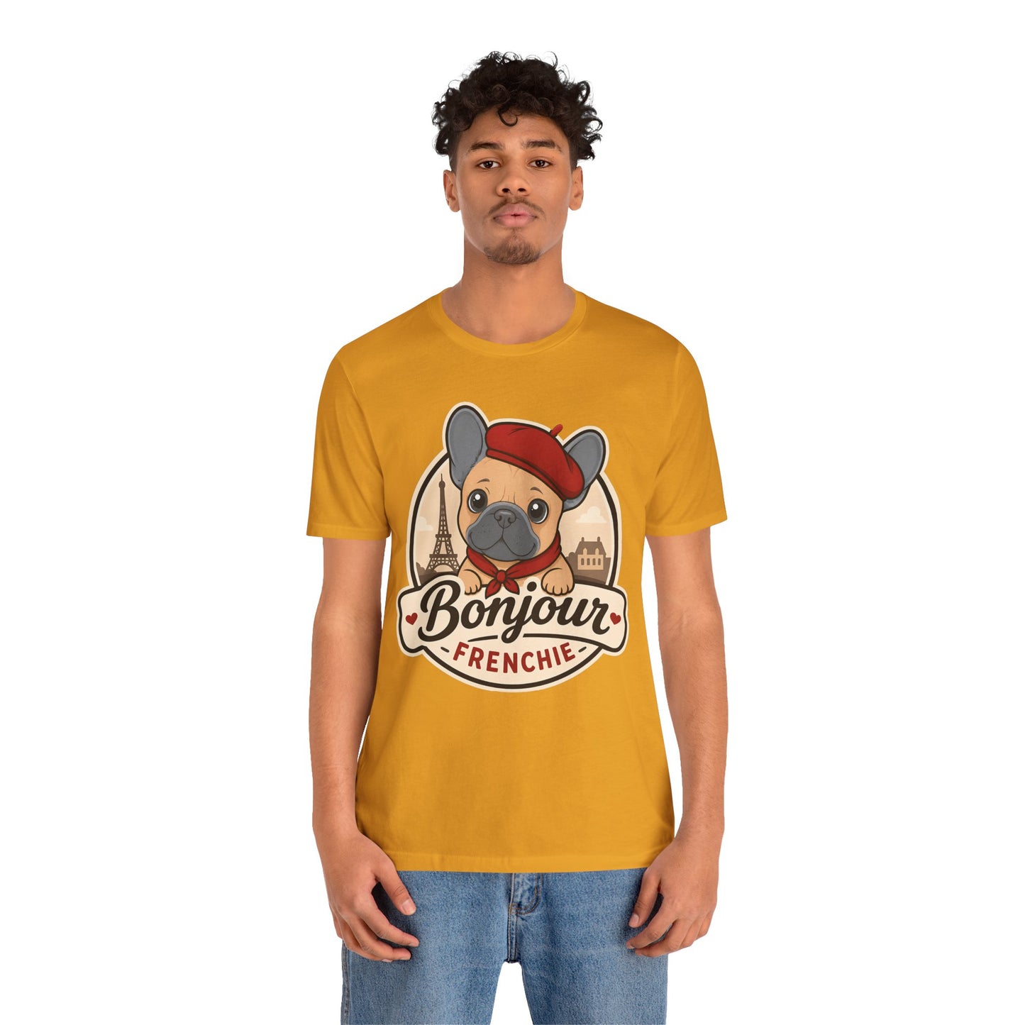 French Bulldog Shirt (Blue Fawn), Pup in a Paris Beret, Mom Dad Gift, Bonjour Frenchie