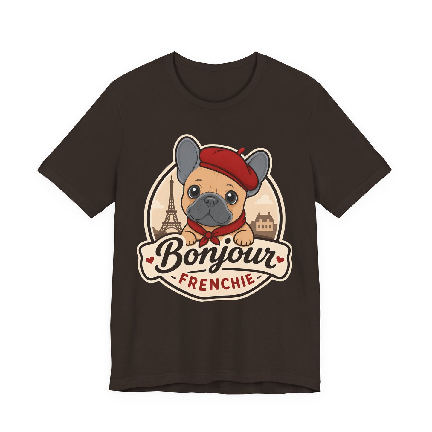 French Bulldog Shirt (Blue Fawn), Pup in a Paris Beret, Mom Dad Gift, Bonjour Frenchie