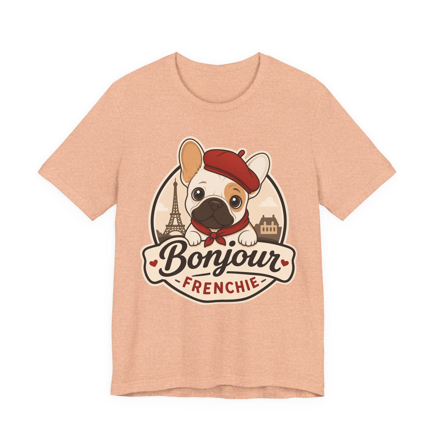 French Bulldog Shirt (Pied), Pup in a Paris Beret, Mom Dad Gift, Bonjour Frenchie